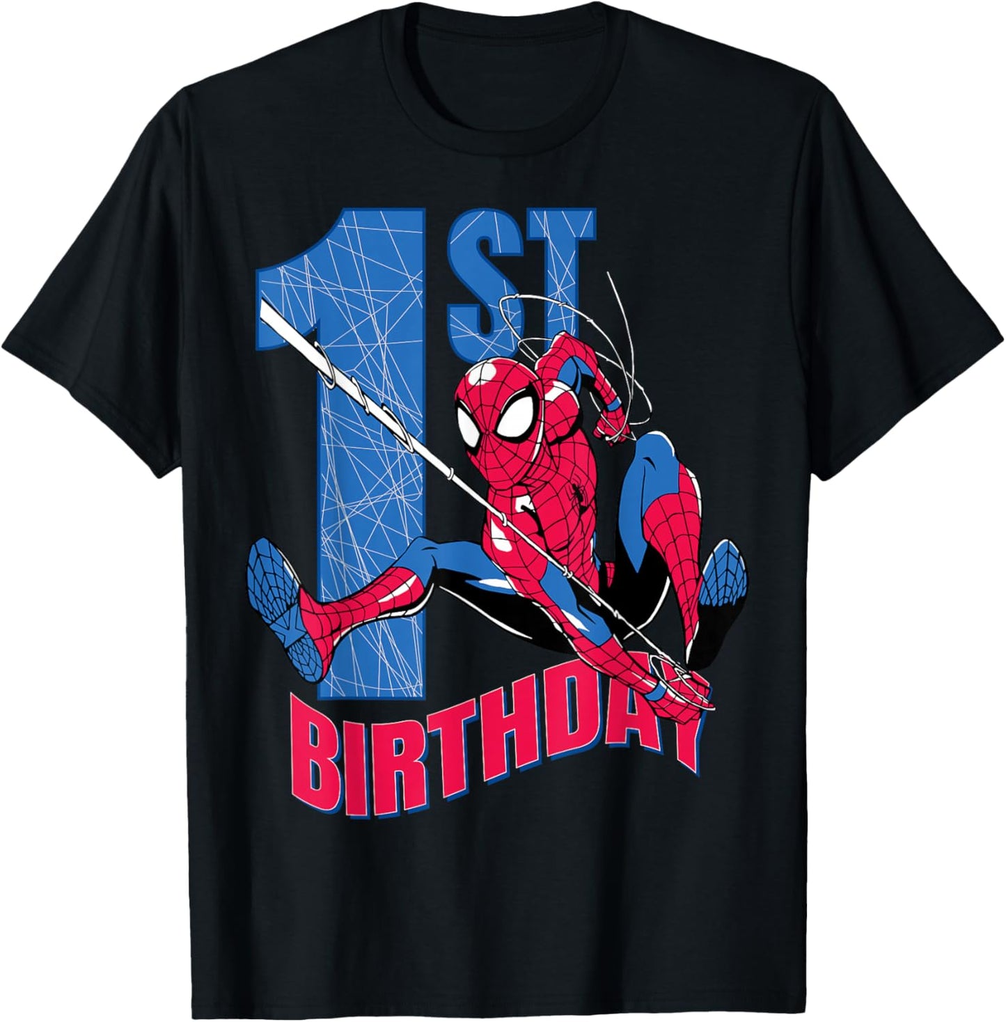 Marvel Comics Spider-Man 1st Birthday Hero Web Action T-Shirt - T-Shirt | Black