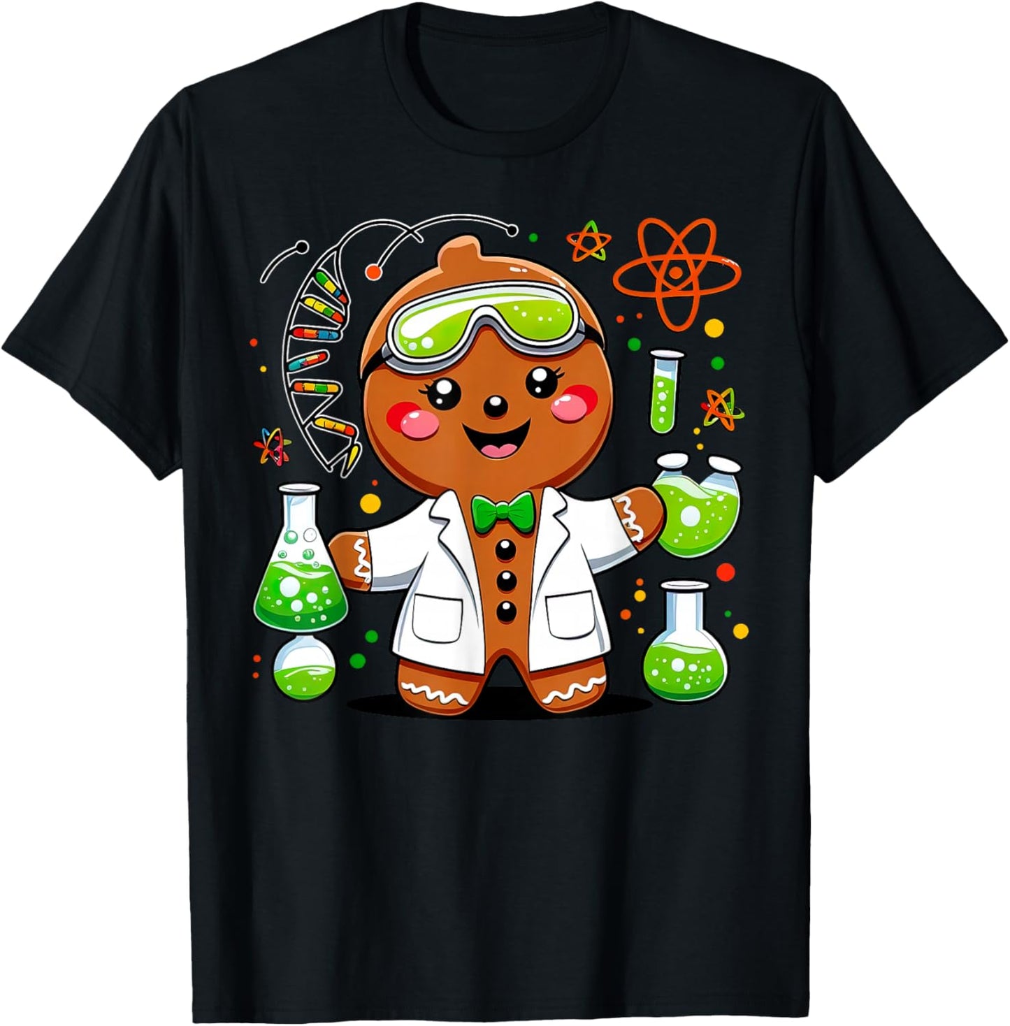 Cute Gingerbread Science Teacher Chemistry Christmas Holiday T-Shirt - T-Shirt | Black