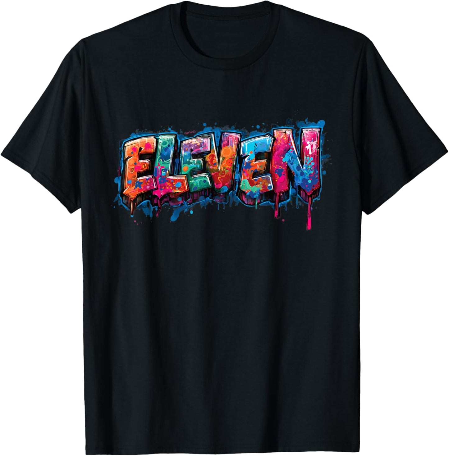 11th Birthday Eleven 11 Year Old Boys Girls Graffiti T-Shirt - T-Shirt | Black