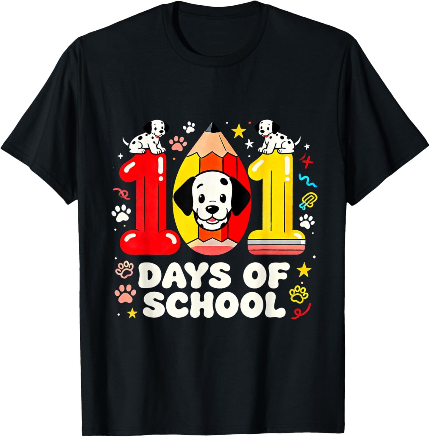 101 Days of School Cute Puppy Classroom Design T-Shirt - T-Shirt | Black