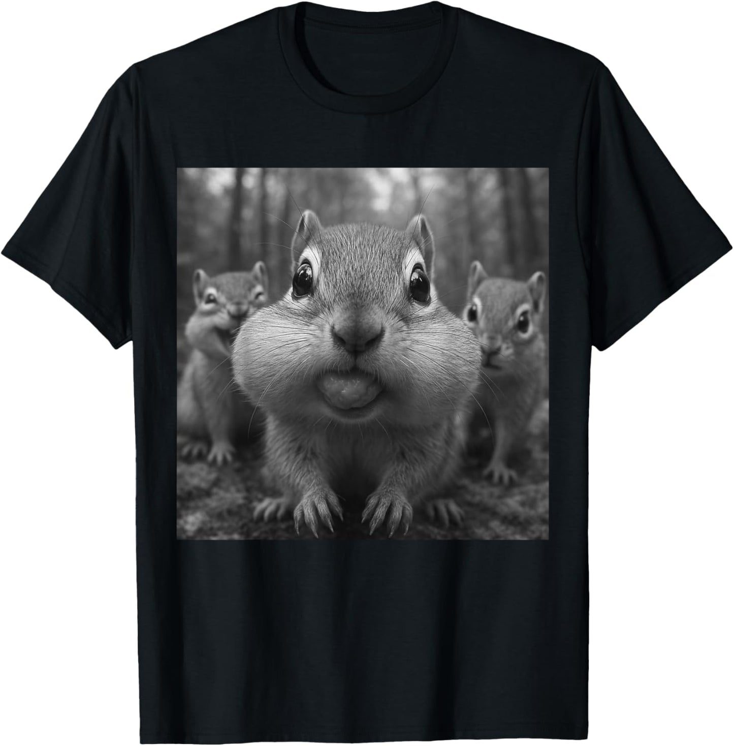 Funny Chipmunk Selfie T-Shirt - T-Shirt | Black