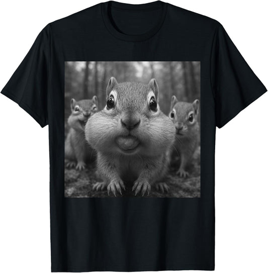 Funny Chipmunk Selfie T-Shirt - T-Shirt | Black