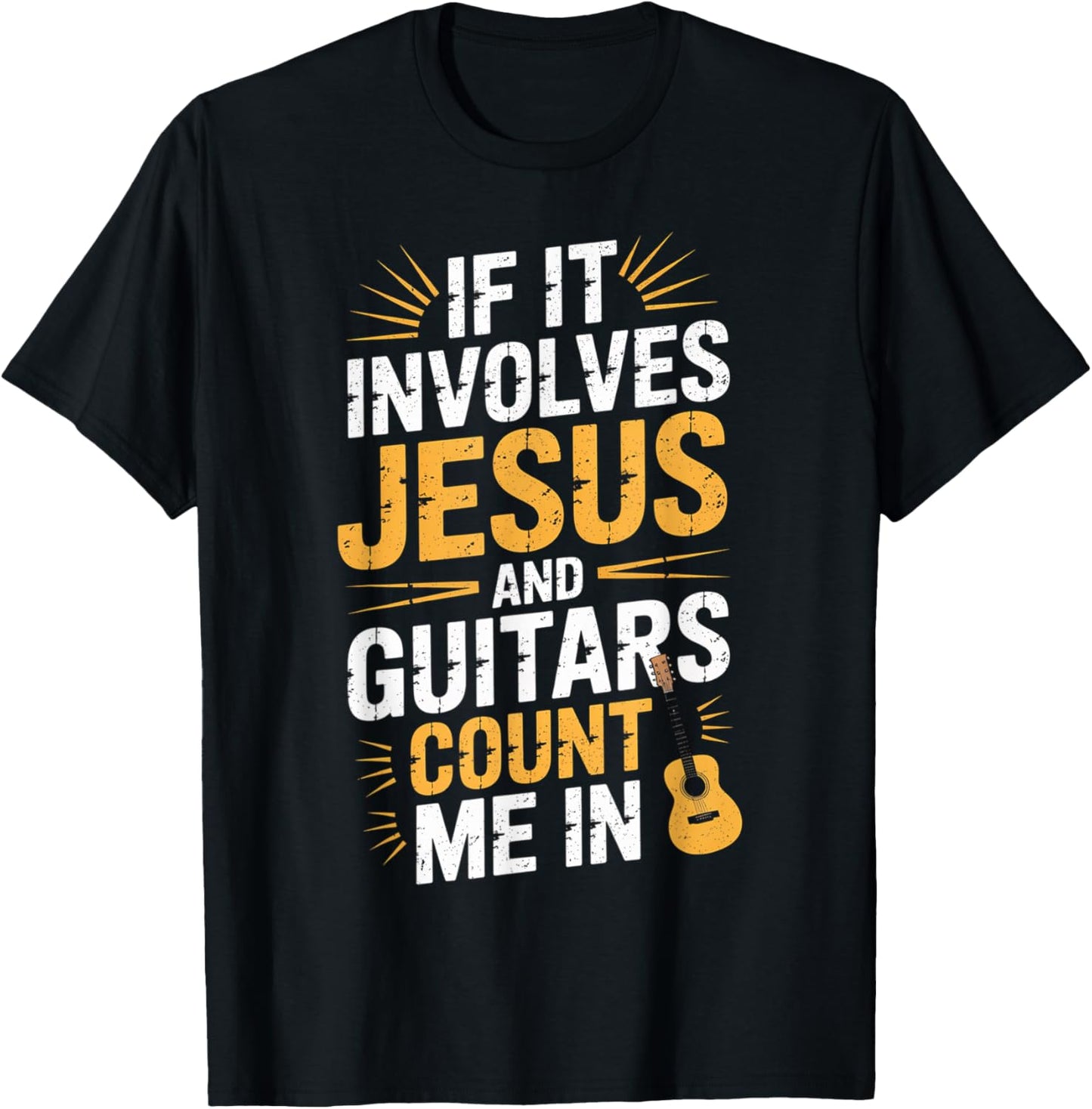 Christian Guitarist Jesus Church Worship Guitar Player T-Shirt - T-Shirt | Black