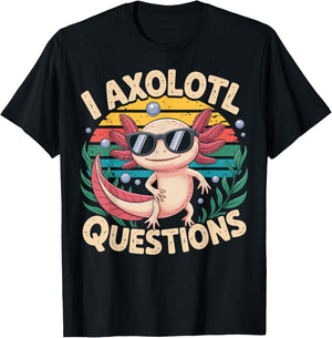 I Axolotl Questions Adults Youth Kids Retro Axolotl T-Shirt - T-Shirt | Black