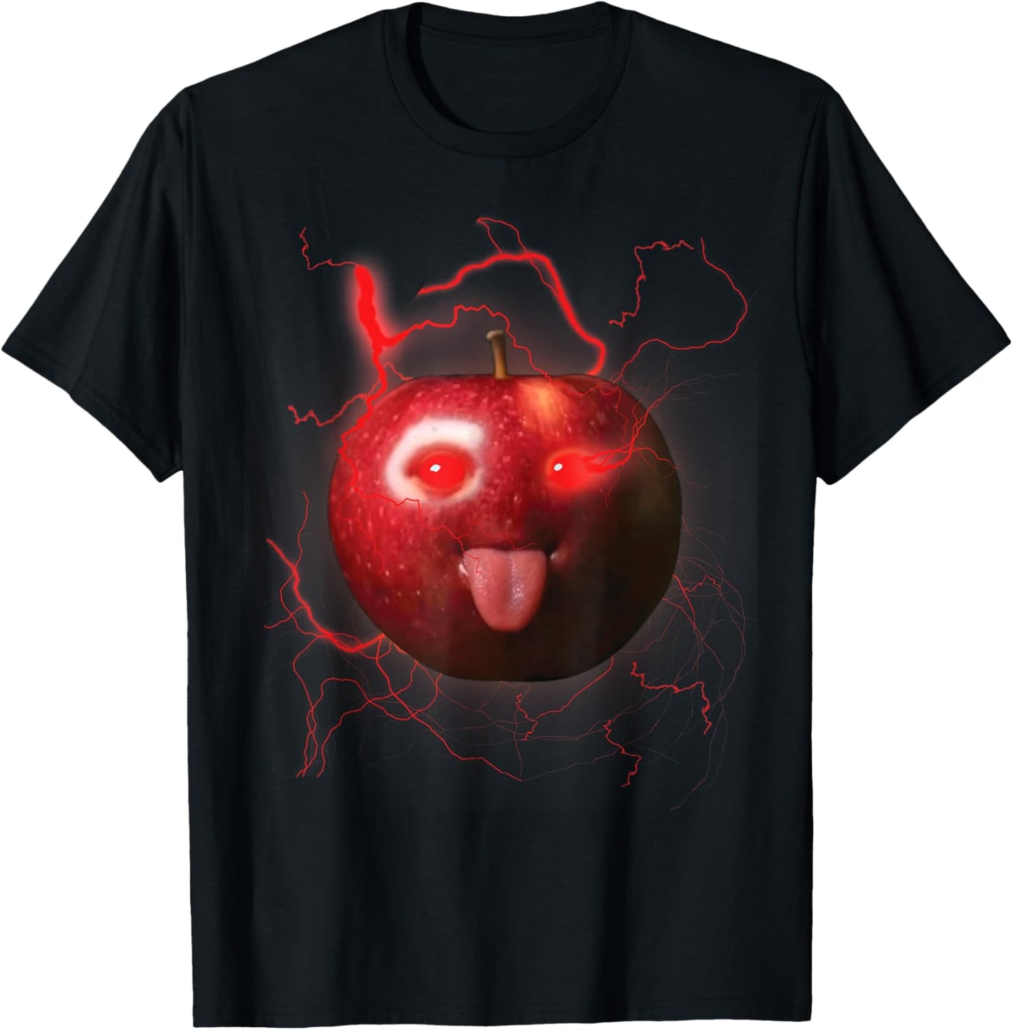 Funny Silly AI Apple gen z Meme BrainRot Humor Tongue Out T-Shirt - T-Shirt | Black