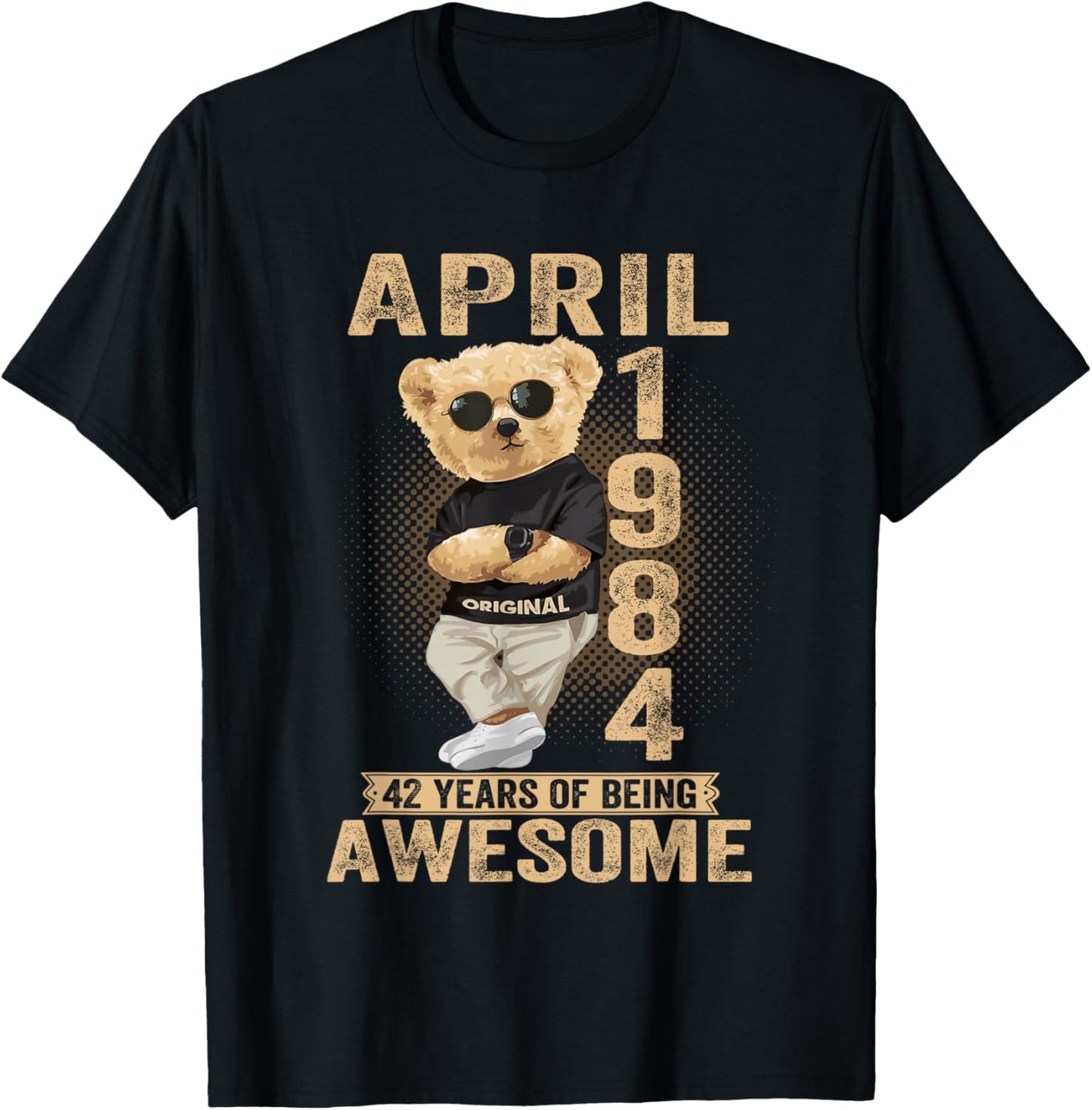 April 1984 42nd Birthday 2026 Women 42 Years Teddy Bear T-Shirt - T-Shirt | Black