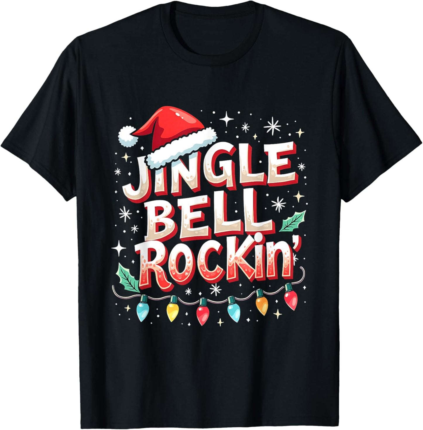 Santa Jingle Bell Rock Trending Christmas Music Lovers T-Shirt - T-Shirt | Black