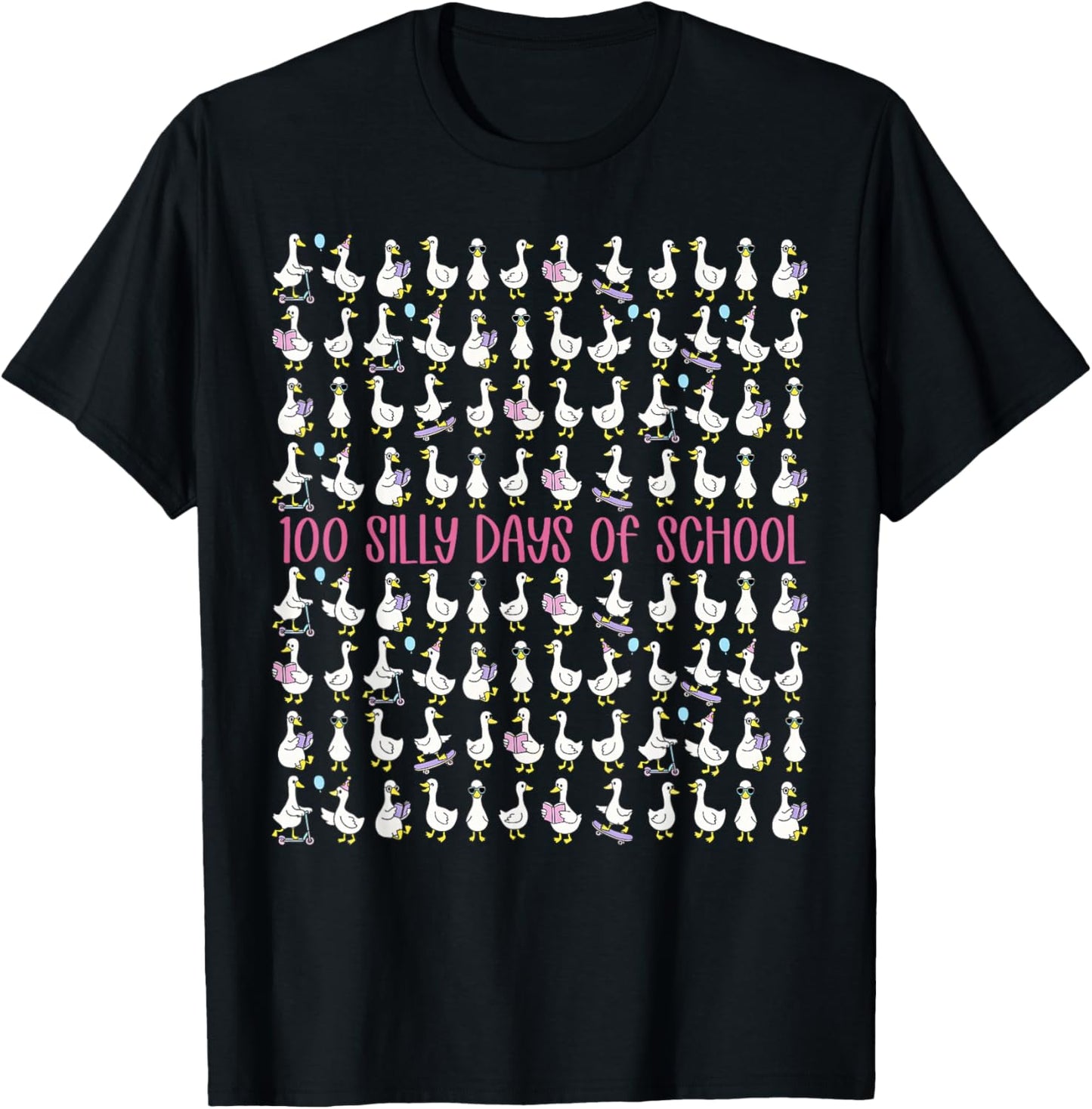 100 Silly Days of School Goose Preschool Kindergarten Kids T-Shirt - T-Shirt | Black