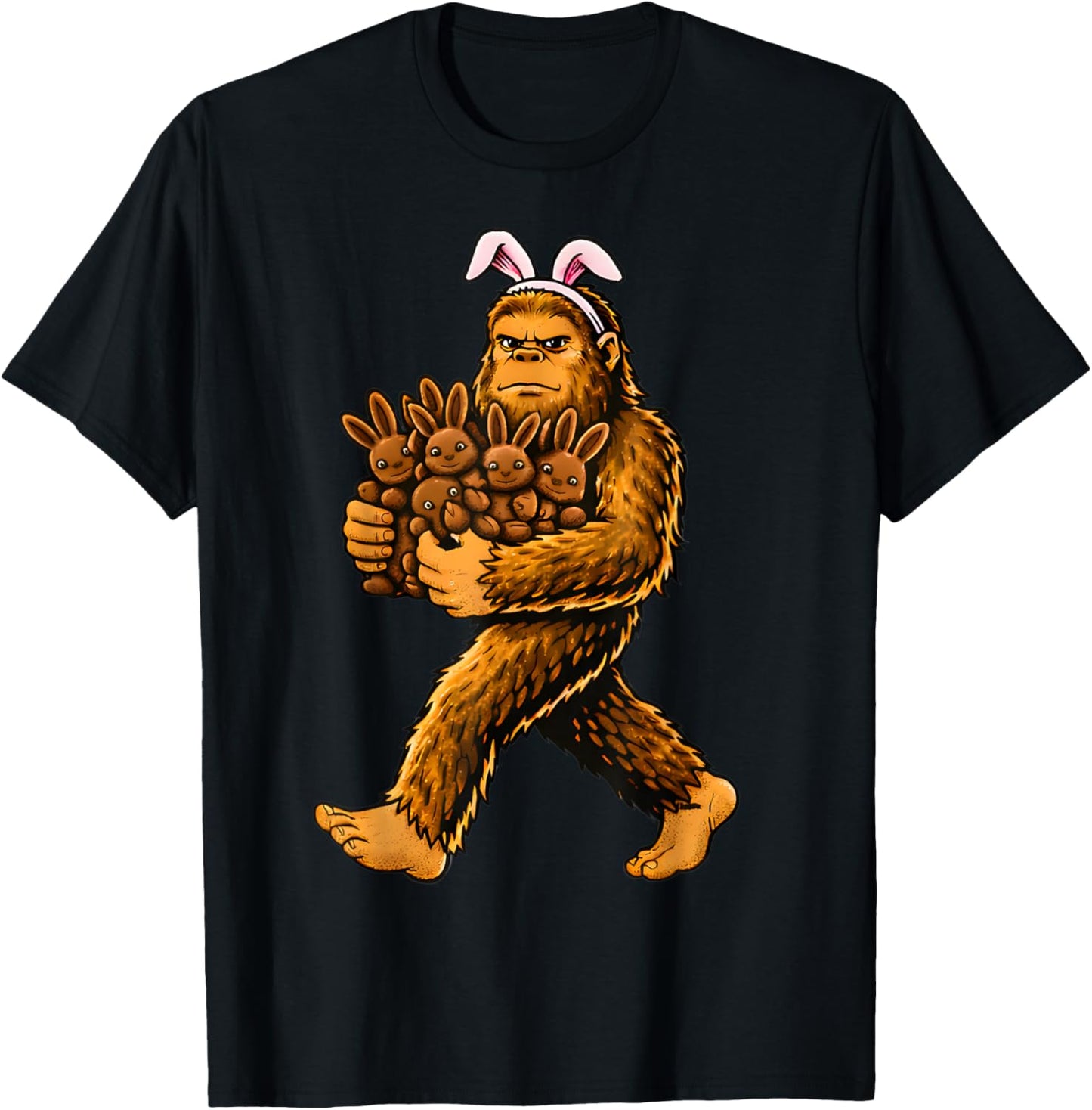 Funny Bigfoot Bunny Easter Egg Sasquatch Easter Day T-Shirt - T-Shirt | Black