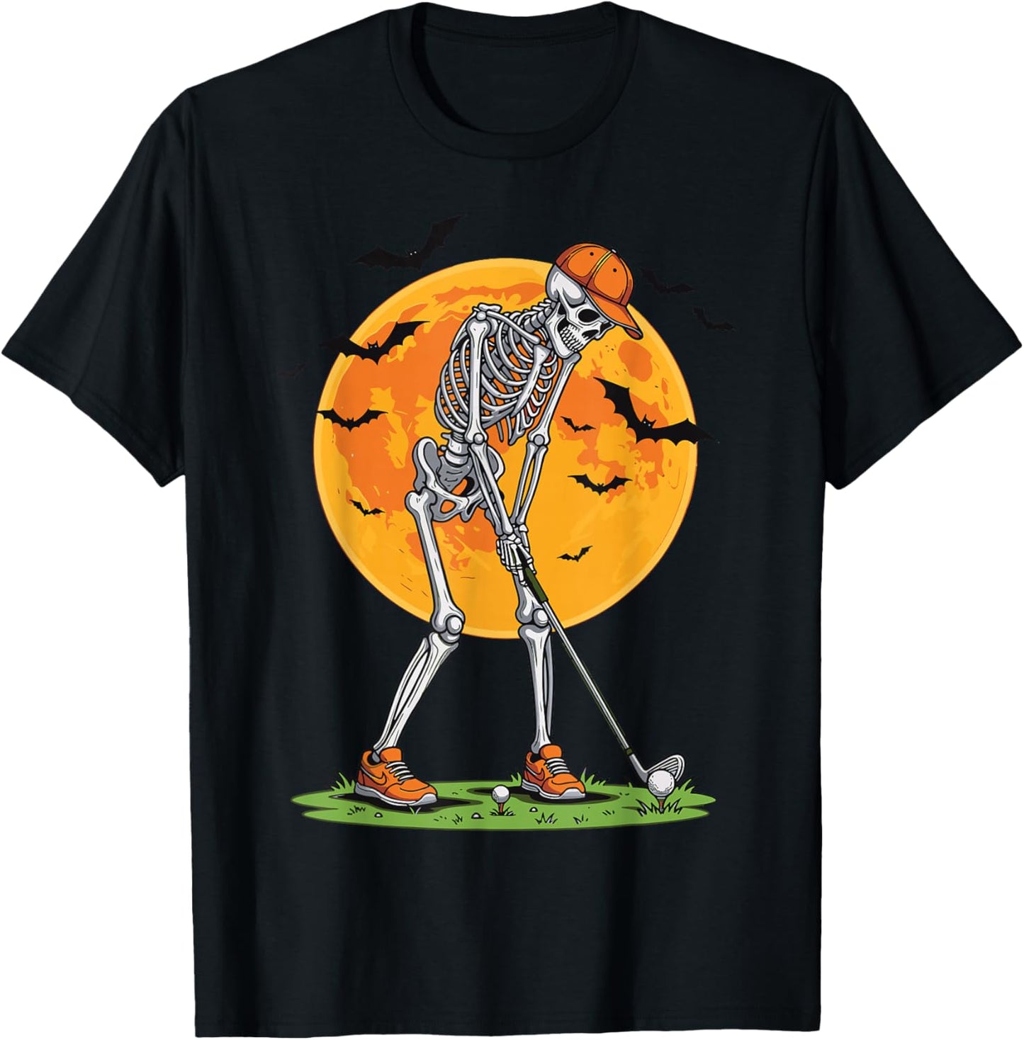 Golf Skeleton Costume Funny Halloween Golfer T-Shirt - T-Shirt | Black