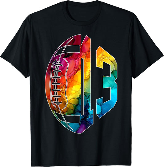 Number 13 Years Football 13TH Birthday T-Shirt - T-Shirt | Black