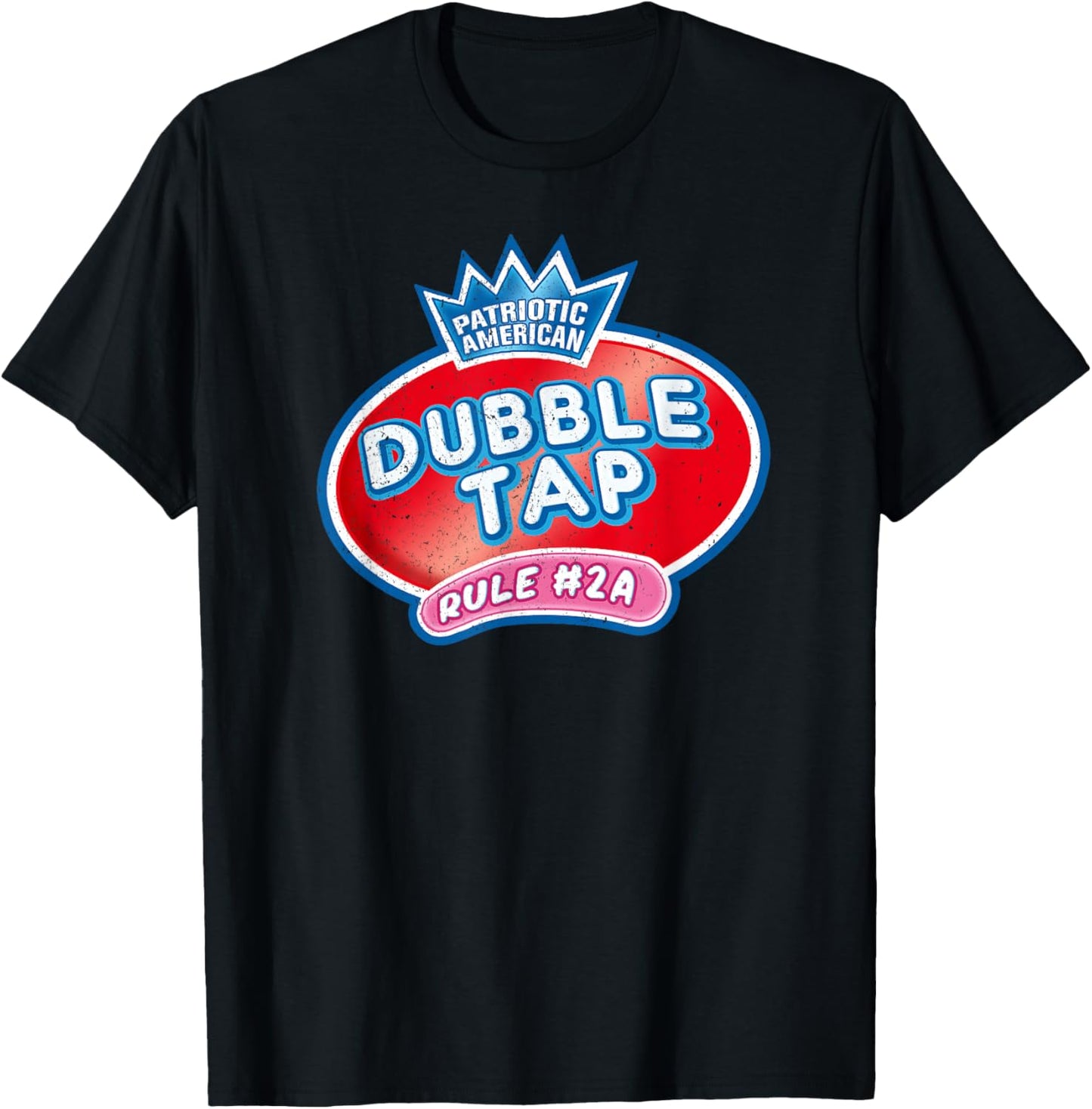 Retro Patriotic American Double Tap Rule 2A Vintage Grunge T-Shirt - T-Shirt | Black