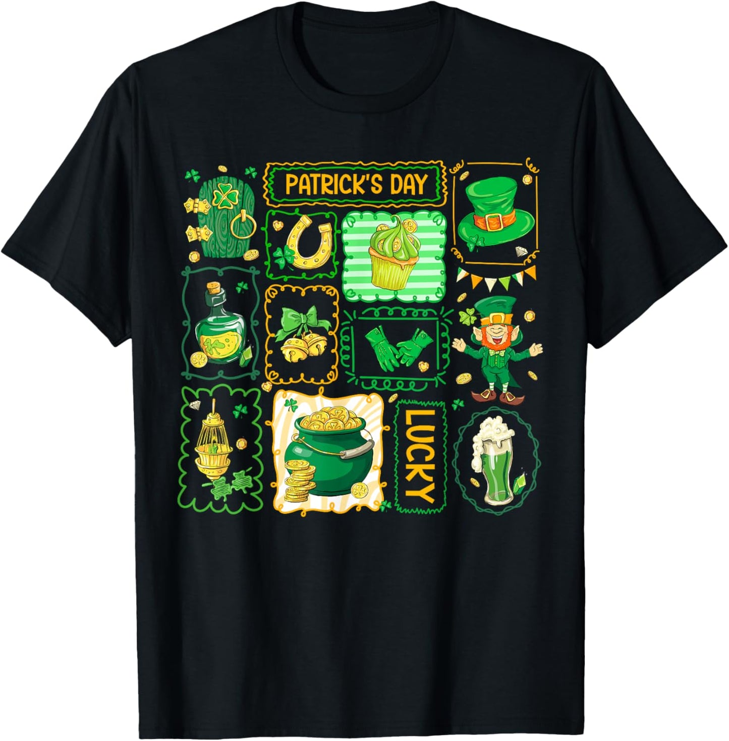 Patrick's Day Lucky Shamrock Irish Coquette Men Women Kids T-Shirt - T-Shirt | Black