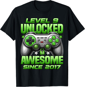 Level 9 Unlocked 9 Year Old Gifts for Boys 9th Birthday Boy T-Shirt - T-Shirt | Black