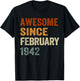 Retro Awesome Since February 1942 84 Years Old 84th Birthday T-Shirt - T-Shirt | Black