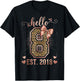 Hello Eight EST 2018 8th Birthday Coquette 8 Year Leopard T-Shirt - T-Shirt | Black