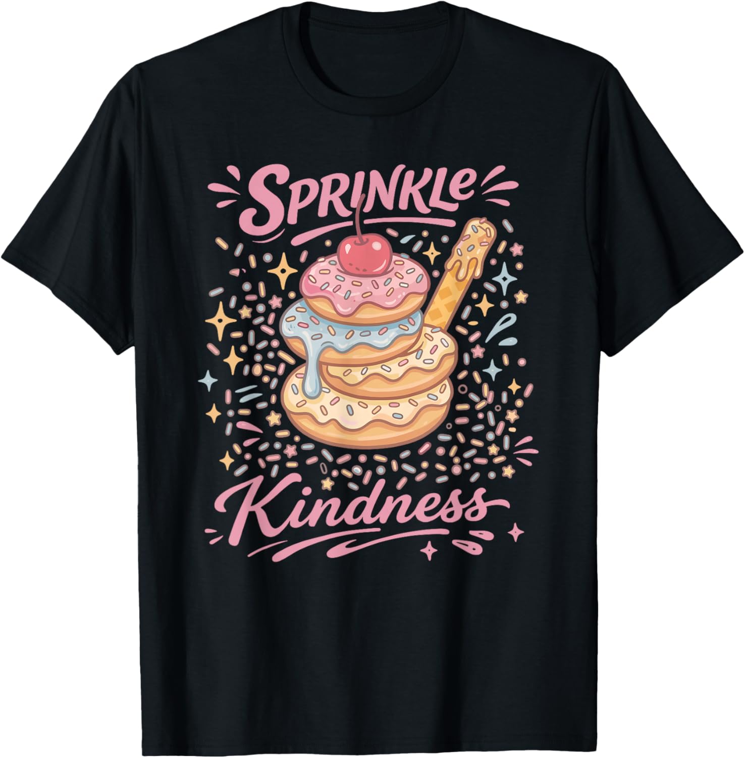 Sprinkle Kindness Donut Doughnut Lover Funny Girls Women T-Shirt - T-Shirt | Black