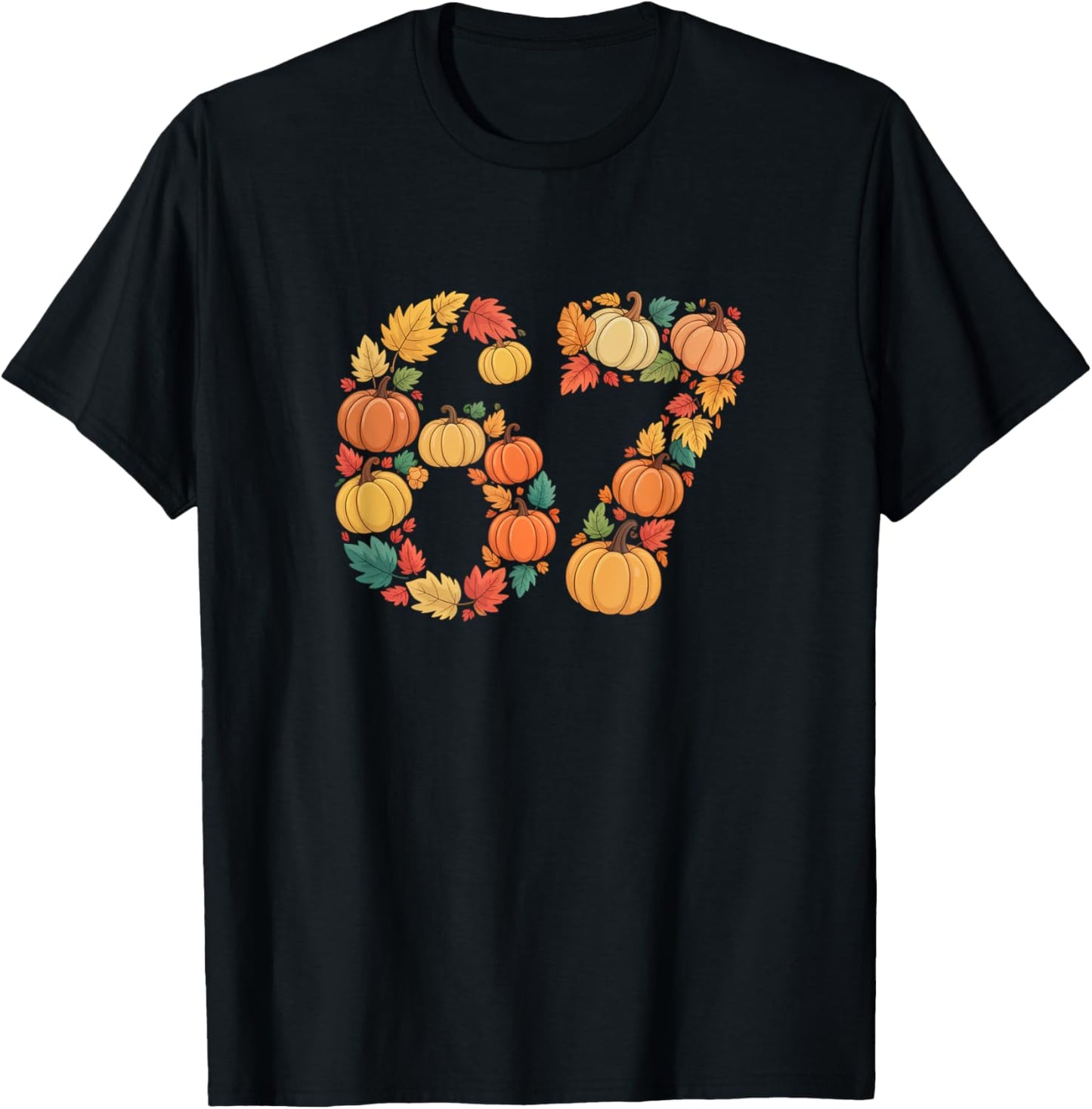 Funny 67 6 7 Fall Leaves for Teachers 67 Teacher T-Shirt - T-Shirt | Black