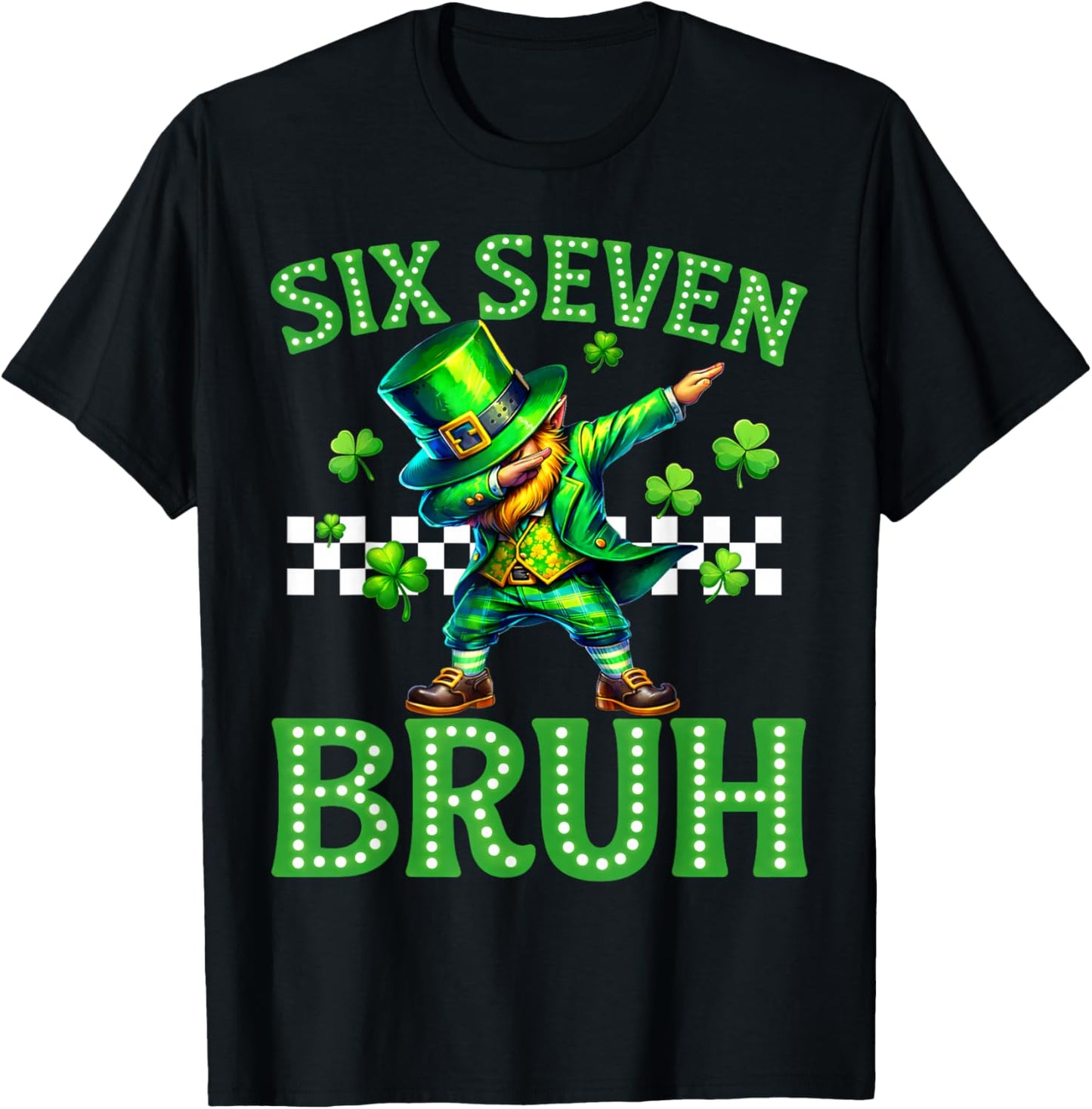 Boys st Patricks Day 67 Leprechaun Dab Six Seven Bruh Kids T-Shirt - T-Shirt | Black
