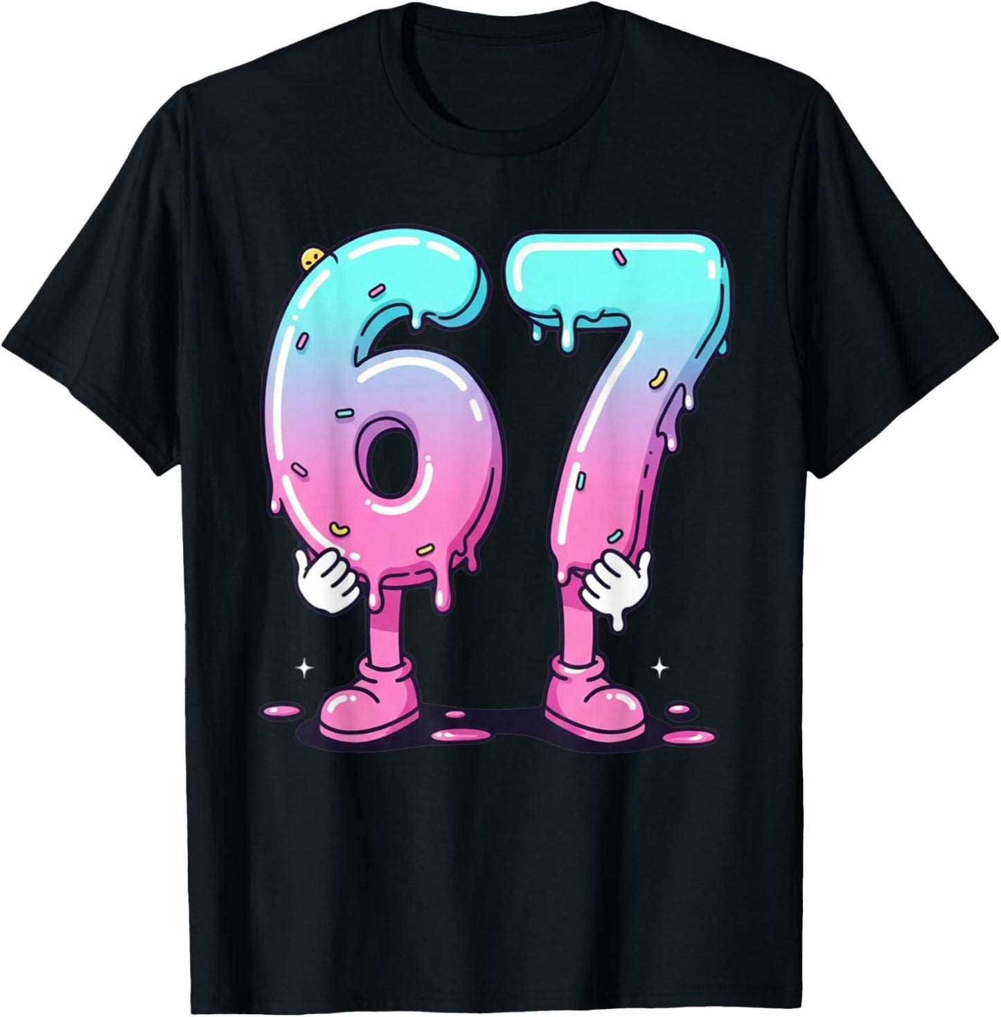 67 Ice Cream Drip (Front) Six Seven Meme for Gen Alpha Kids T-Shirt - T-Shirt | Black