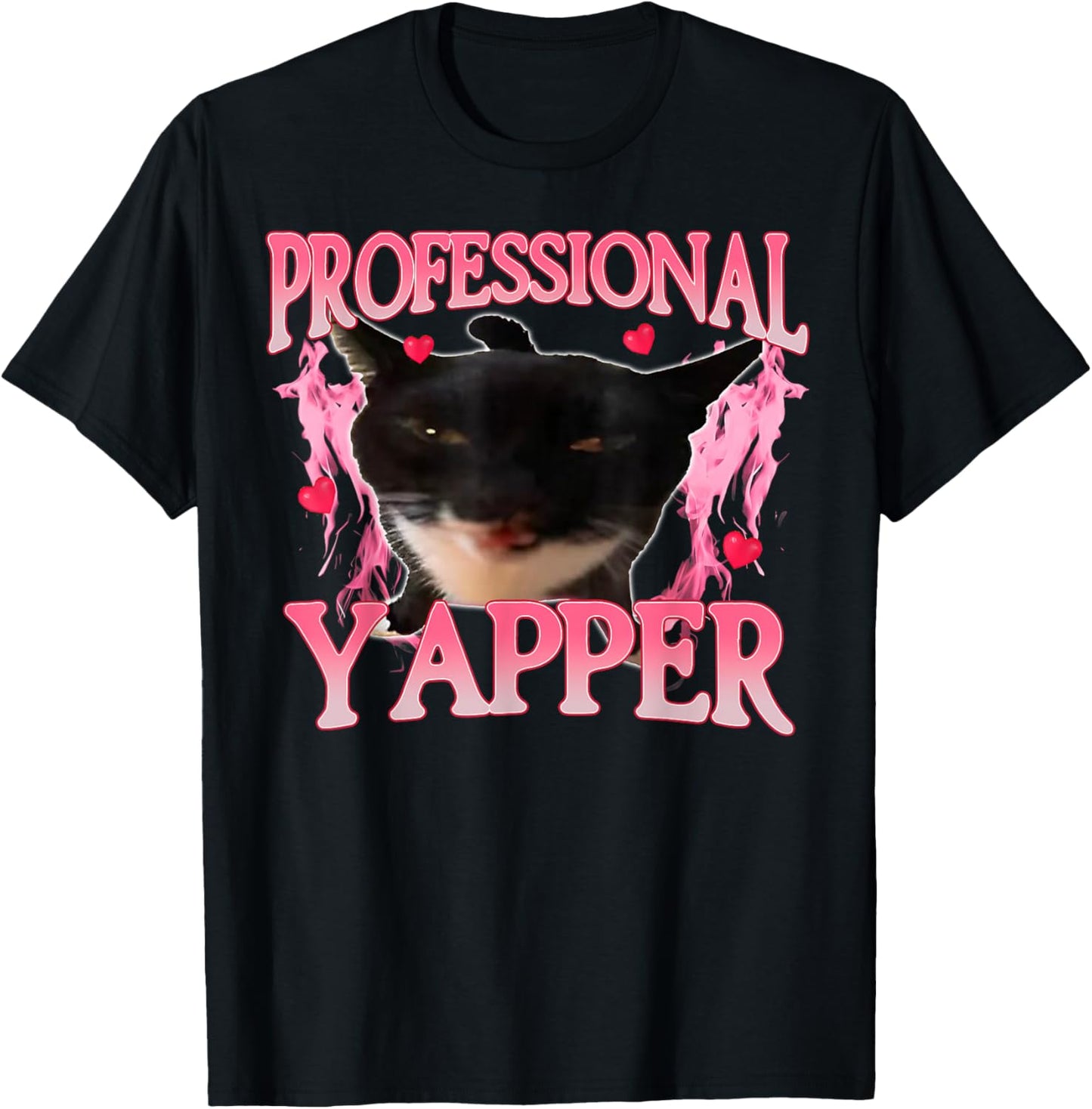 Funny Oddly Specific Dank Professional Yapper Cat Meme T-Shirt - T-Shirt | Black