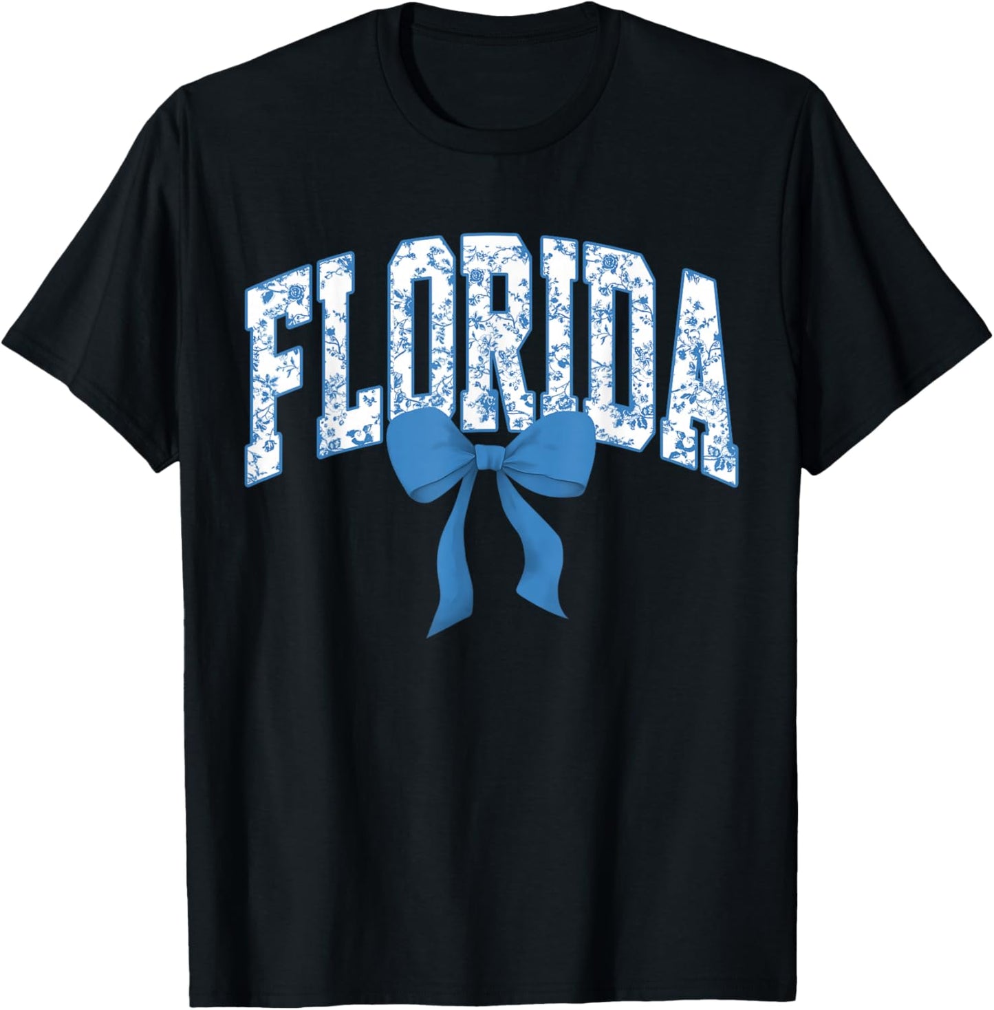 Florida Coquette Bow Floral State Pride Style Girls Women T-Shirt - T-Shirt | Black