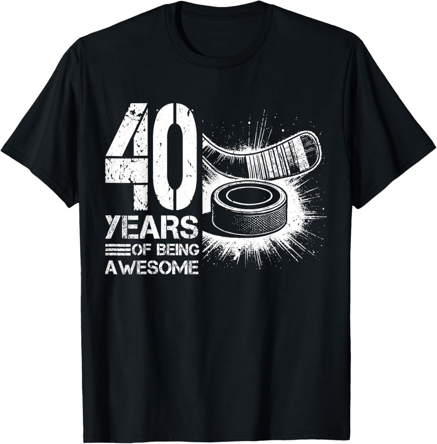 40th Birthday Men Icehockey Player Ice Hockey 40 Years Old T-Shirt - T-Shirt | Black