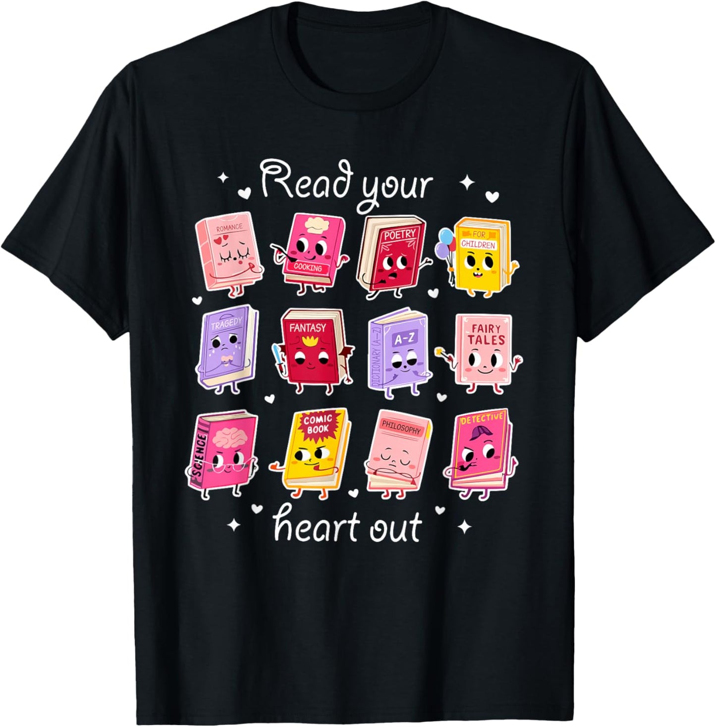 Read Your Heart Out Valentine Reading Book Lover Teacher T-Shirt - T-Shirt | Black