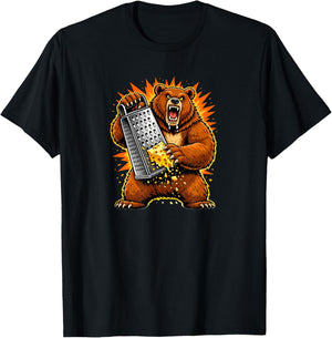 Angry Bear Grating Cheese Grater Hater T-Shirt - T-Shirt | Black