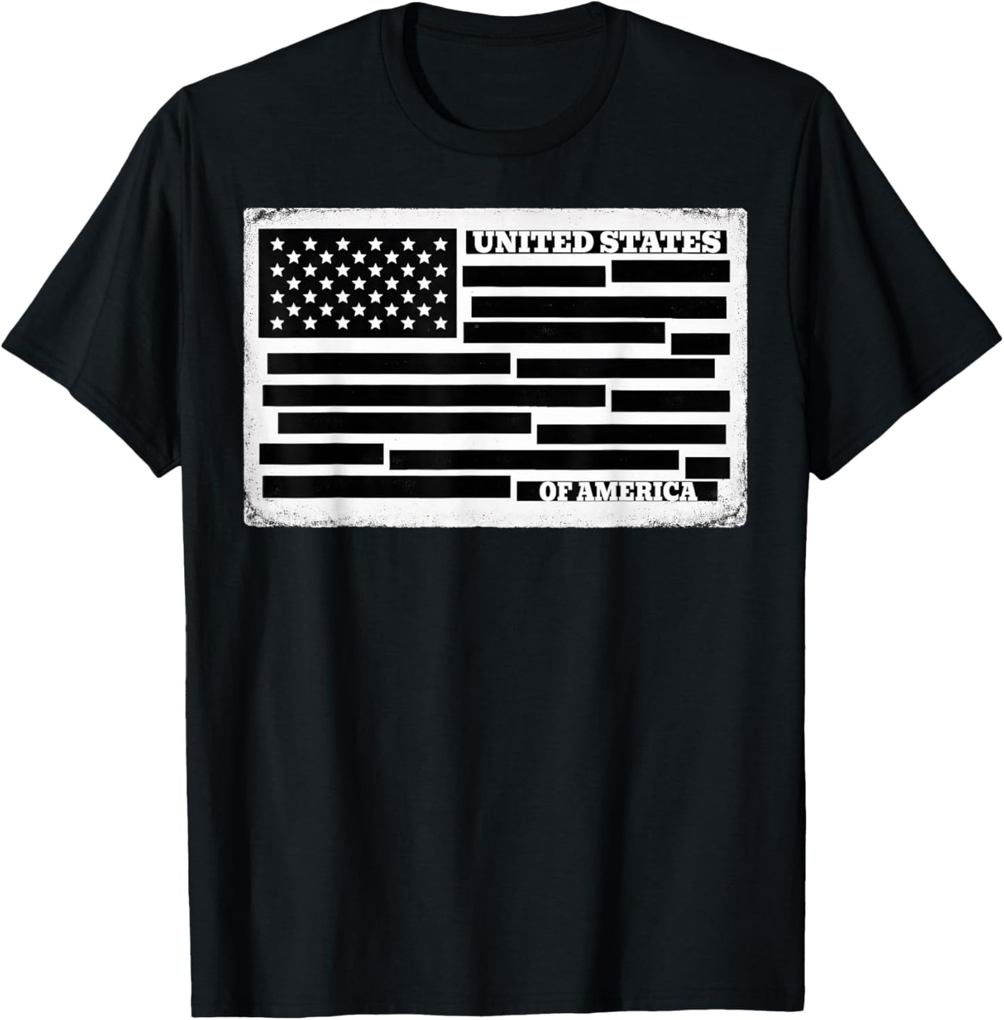 United States of America Document Censored File USA Flag T-Shirt - T-Shirt | Black