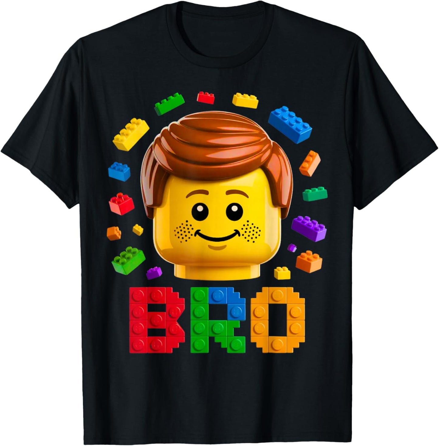 Family Brother Master Builder Building Brick Blocks Boy Kids T-Shirt - T-Shirt | Black