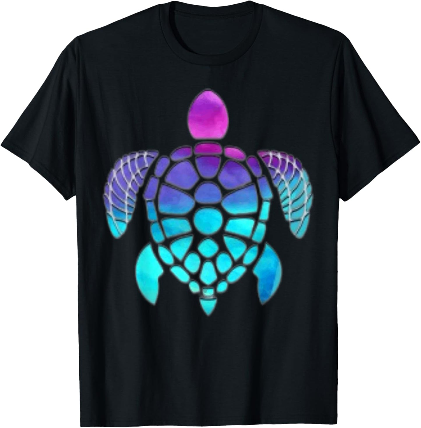Purple Turquoise Turtle Light Silver Pattern Turtles Lover T-Shirt - T-Shirt | Black