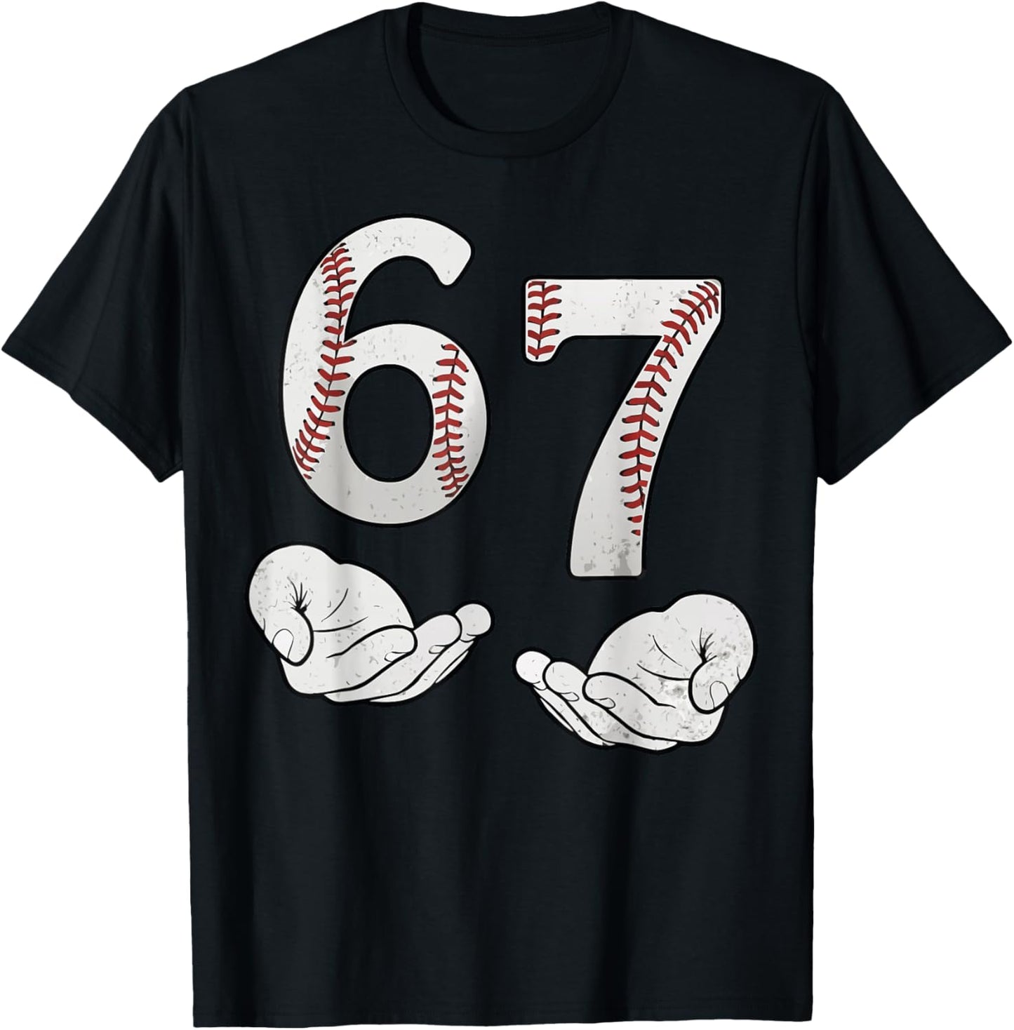 Kids Meme 6 7 Six Seven Italian Brainrot 67 Baseball T-Shirt - T-Shirt | Black