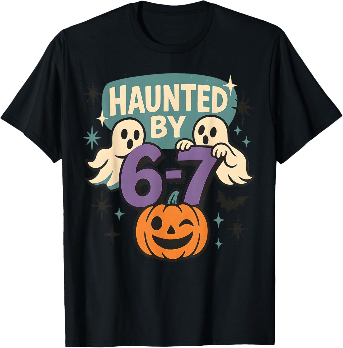 Haunted by 6-7 Retro Halloween 67 Ghost Pumpkin Funny Kids T-Shirt - T-Shirt | Black