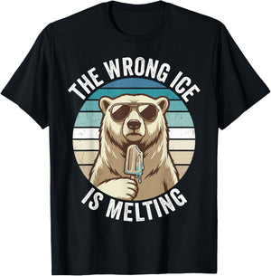 The Wrong Ice is Melting Retro Bear Climate Change Melt ICE T-Shirt - T-Shirt | Black