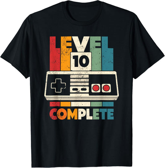 10th Wedding Anniversary Him Her Vintage Level 10 Complete T-Shirt - T-Shirt | Black