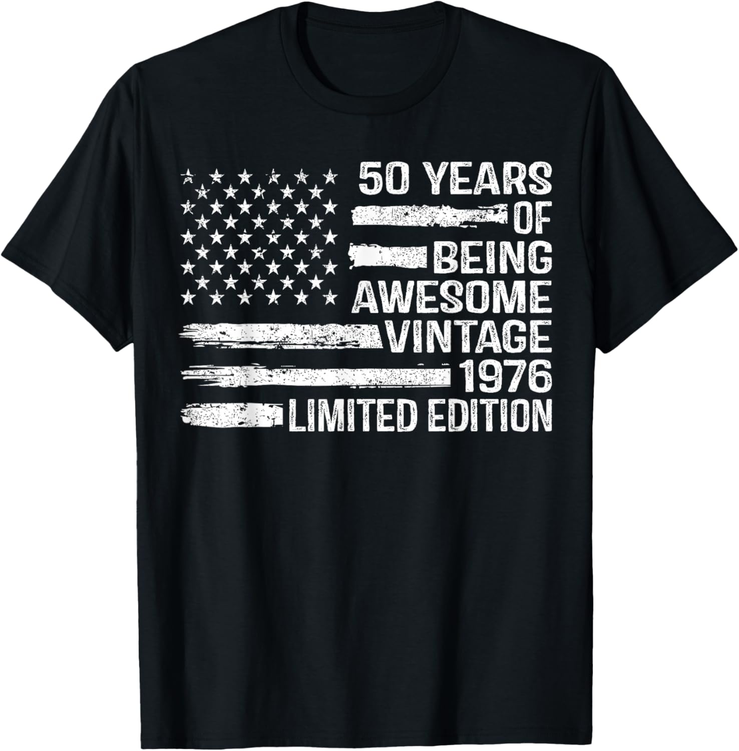 50 Years Old Birthday Vintage American Flag 50th Birthday T-Shirt - T-Shirt | Black