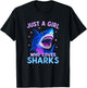 Just a Girl who Loves Sharks T-Shirt - T-Shirt | Black