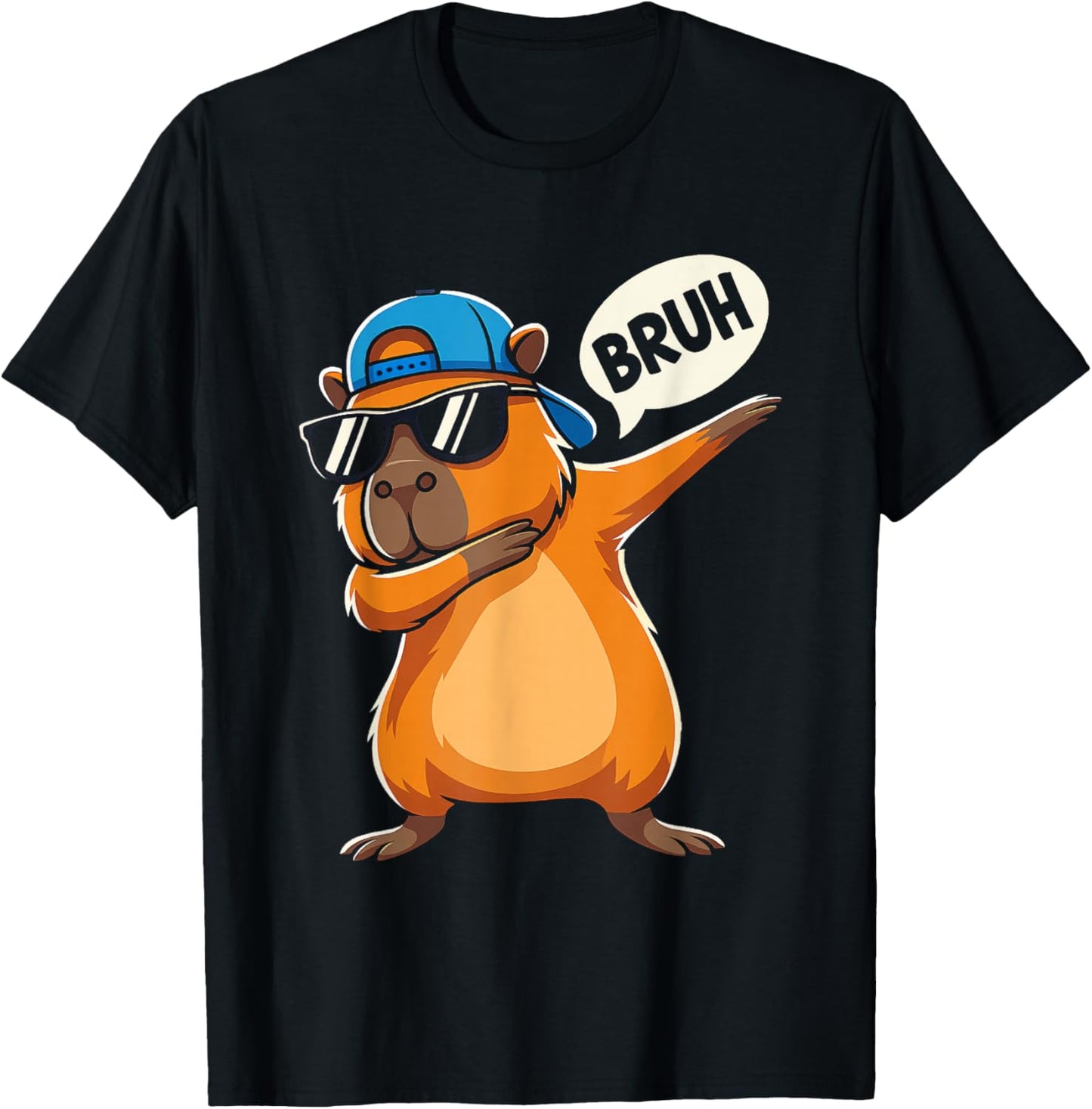Bruh Cute Dabbing Capybara Animal Boys Men Kids T-Shirt - T-Shirt | Black