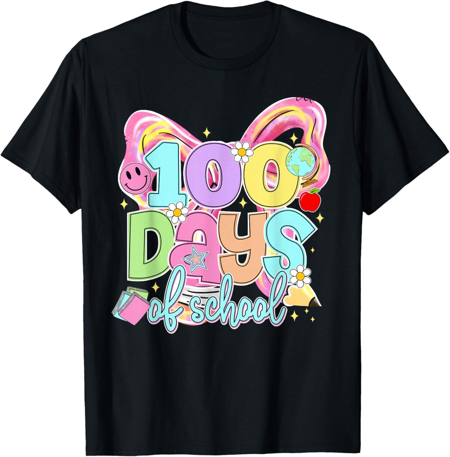 100th Day of School Coquette Bow 100 Days Teacher Girl Women T-Shirt - T-Shirt | Black