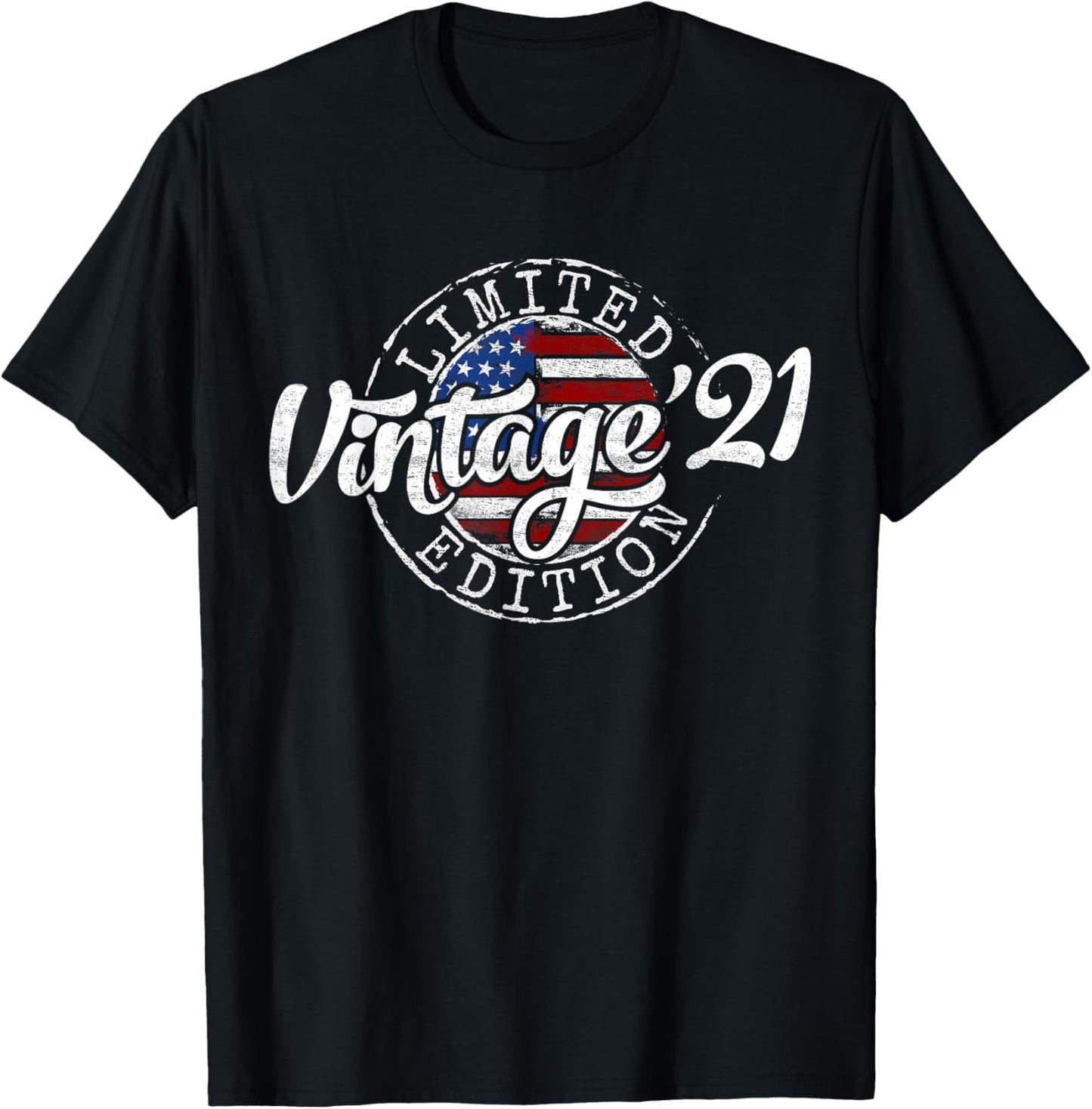 Vintage 2021 Stamp 5th Birthday Gift Boy Girl 5 Year Old T-Shirt - T-Shirt | Black