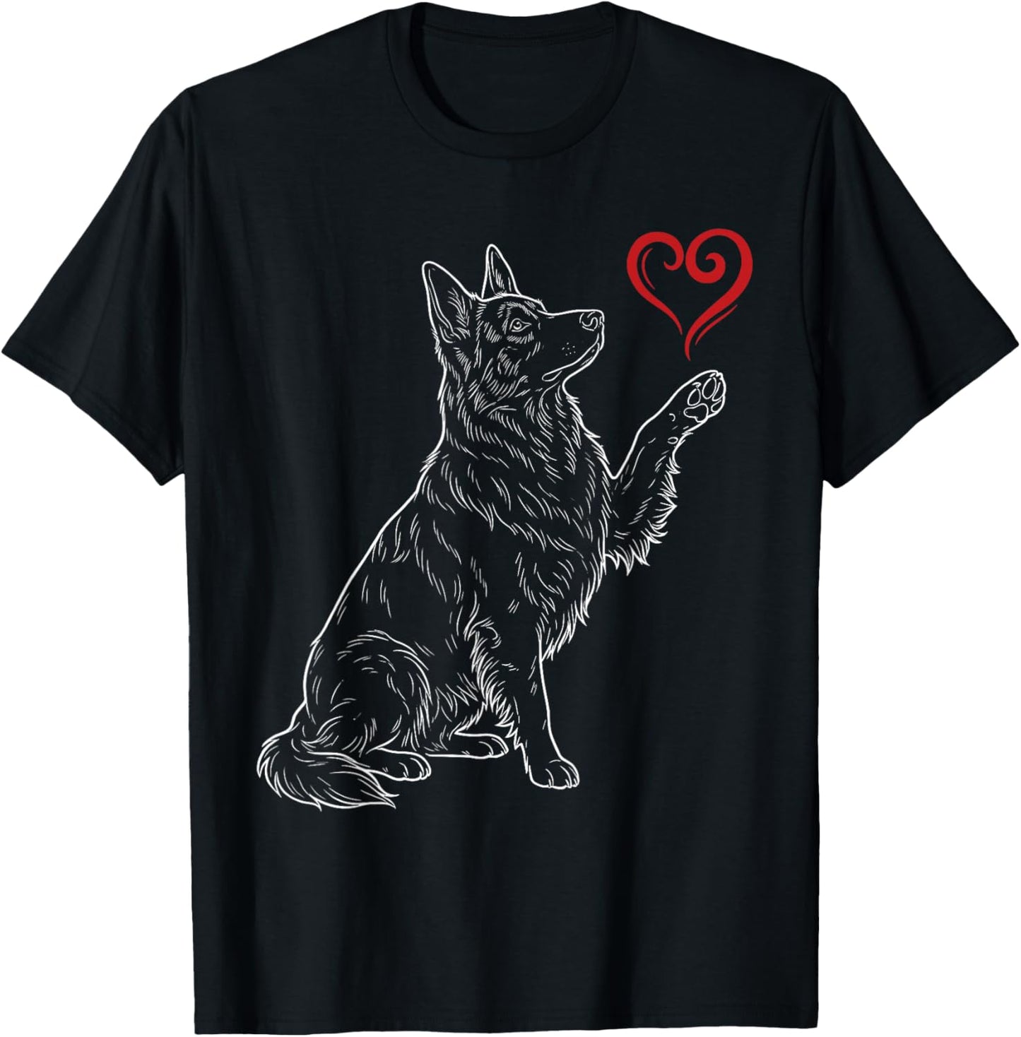 German Shepherd Lover Dog Art Holding Heart Valentines T-Shirt - T-Shirt | Black