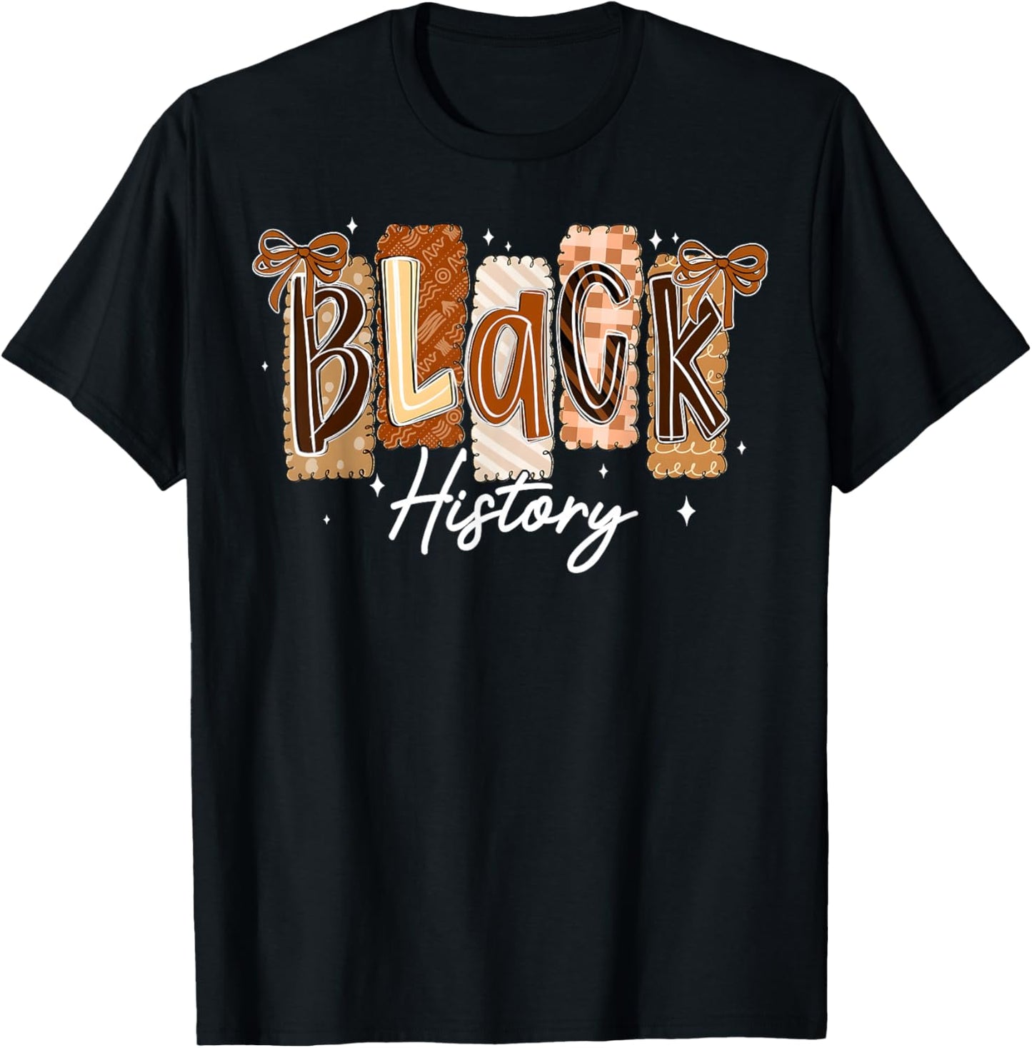 Preppy Black History Coquette Bow African Girl Women Kid T-Shirt - T-Shirt | Black