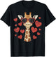 Giraffe Heart Glasses Cute Valentines Day Animal Lover T-Shirt - T-Shirt | Black