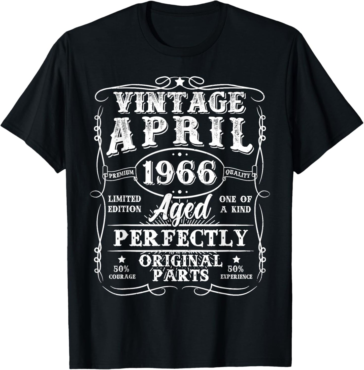 Retro 60 Year Old April 1966 Vintage 60th Birthday Men Dad T-Shirt - T-Shirt | Black