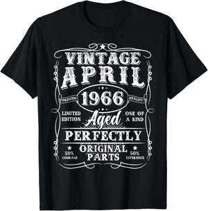 Retro 60 Year Old April 1966 Vintage 60th Birthday Men Dad T-Shirt - T-Shirt | Black