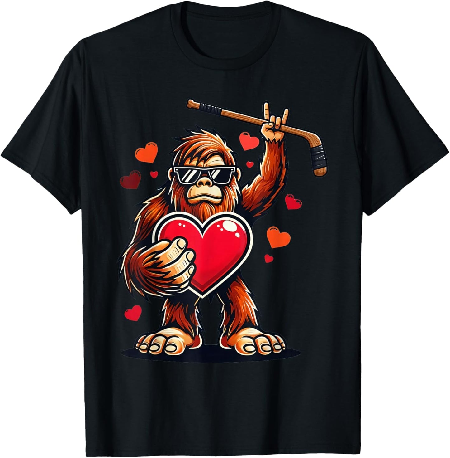 Ice Hockey Valentine 67 Six Seven Bigfoot Funny Heart Boys T-Shirt - T-Shirt | Black