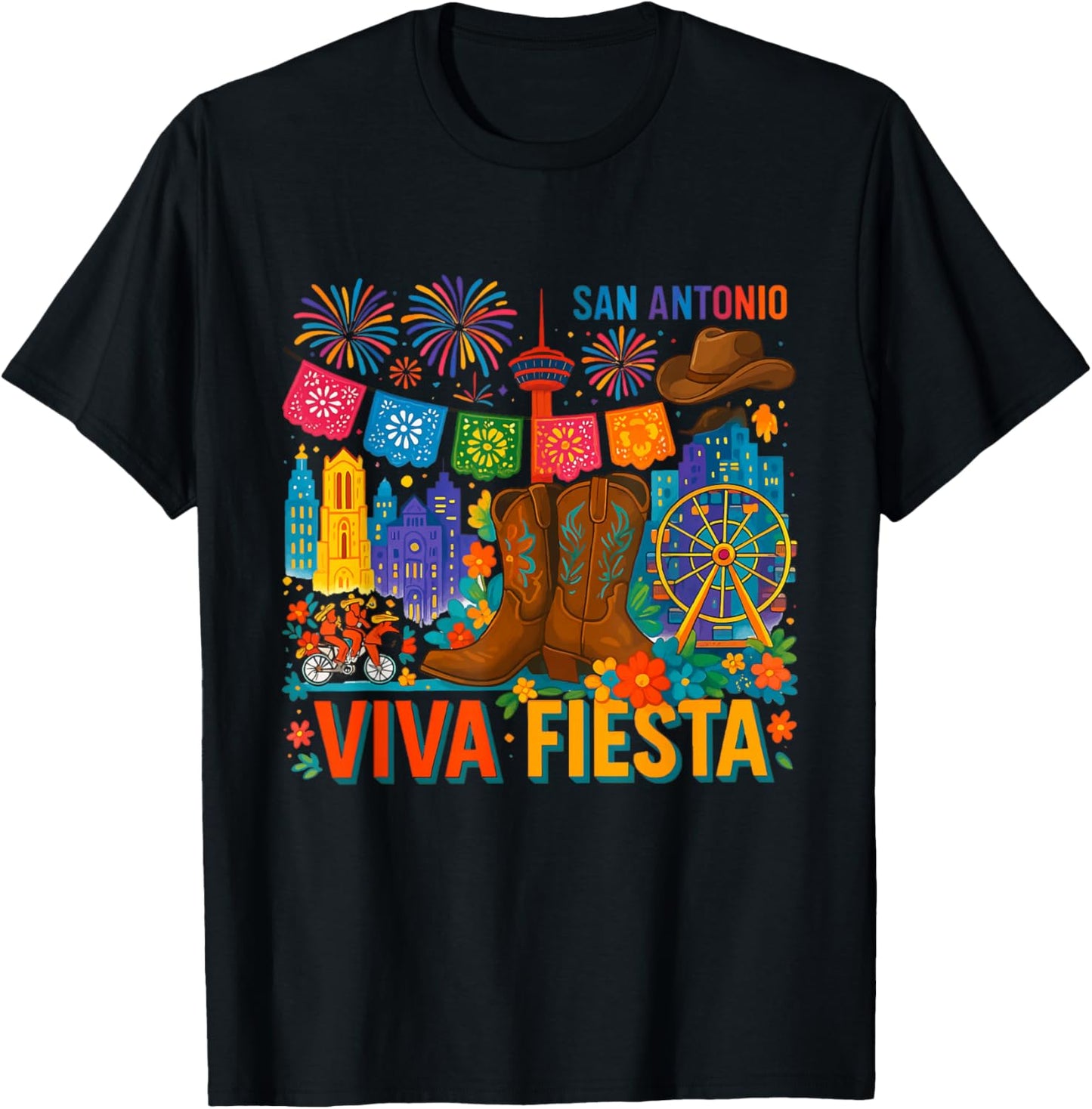 Funny Cinco De Mayo Viva Fiesta San Antonio Mexican Party T-Shirt - T-Shirt | Black