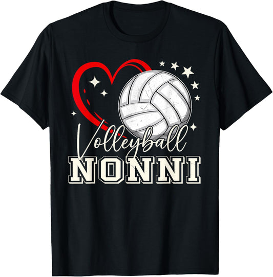 Volleyball Nonni Family Matching Cute Volleyball Lover T-Shirt - T-Shirt | Black