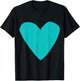 Love Heart Teal Turquoise Color Black T-Shirt - T-Shirt | Black